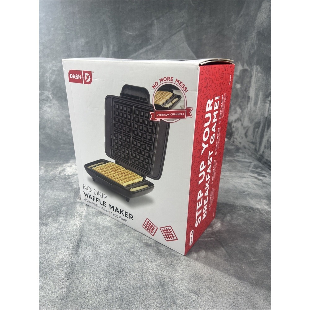 Dash No Drip Waffle Maker Non-Stick Easy Wipe Clean 1200 Watt Black Graphite NEW - Picture 2 of 10
